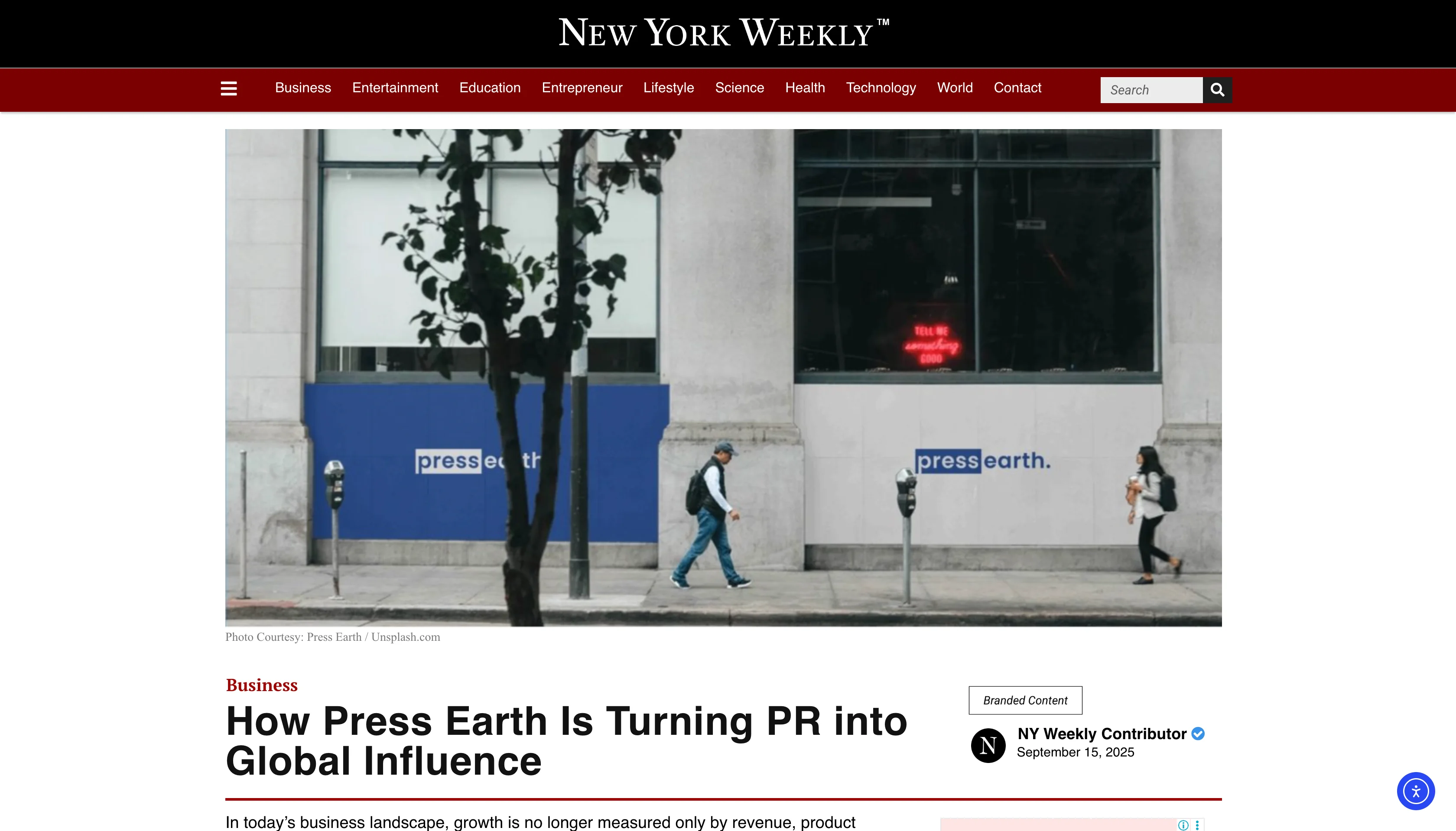 Press Earth on NY Weekly